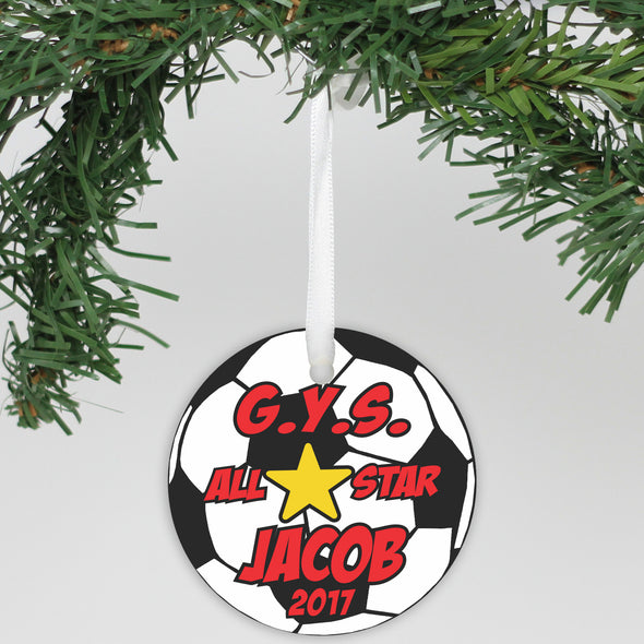 Personalized Aluminum Ornament - "Soccer"
