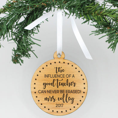 Personalized Engraved Wood Ornament - "Good Teacher"