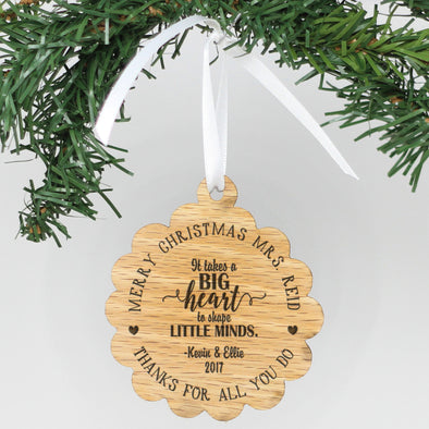 Personalized Engraved Wood Ornament - "It Takes A Big Heart"