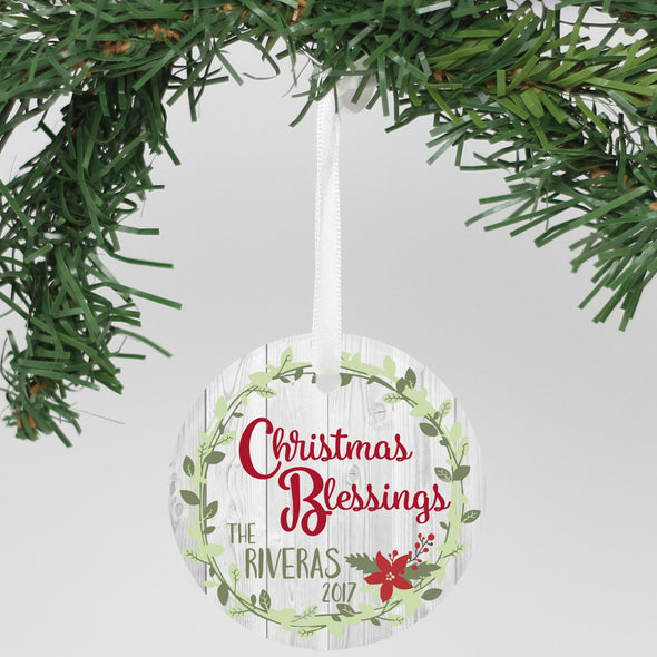 Personalized Aluminum Ornament - "Christmas Blessings"