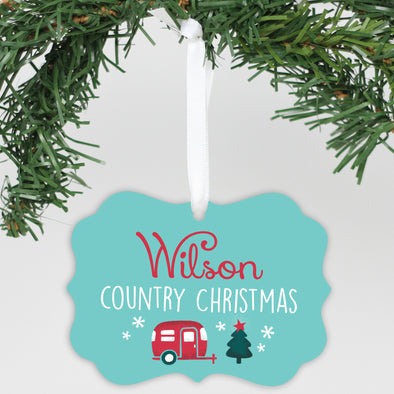 Personalized Aluminum Ornament - "Country Christmas"