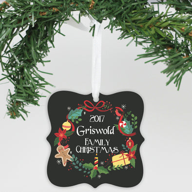 Personalized Aluminum Ornament - "Family Christmas"