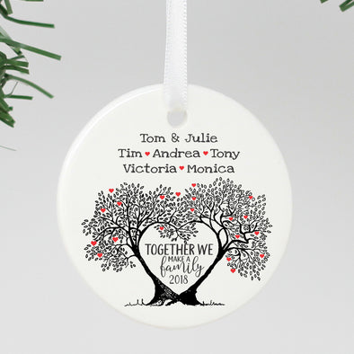 Custom Family Tree Ornament, Personalized Family Ornament, Custom Christmas Ornament "Tom & Julie"