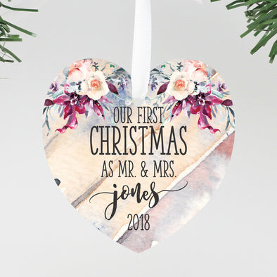 Our First Christmas as Mr & Mrs Ornament, Custom Ornament, Personalized Christmas Ornament "Mr & Mrs Jones"