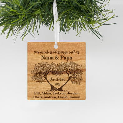 Personalized Our Greatest Blessings call us Nana & Papa Ornament