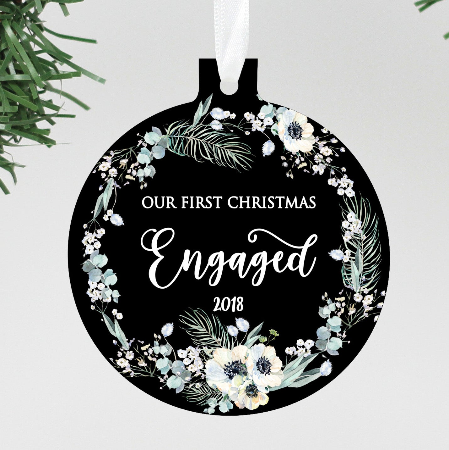 Our First Christmas Engaged Ornament, Personalized Christmas Ornament ...