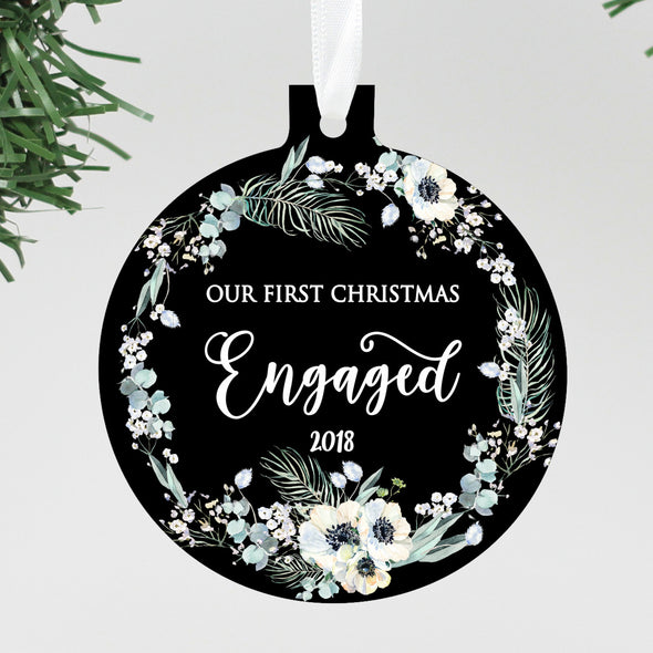 Our First Christmas Engaged Ornament, Personalized Christmas Ornament
