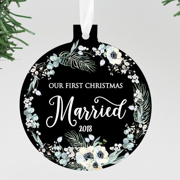 Our First Christmas Married Ornament, Personalized Christmas Ornament