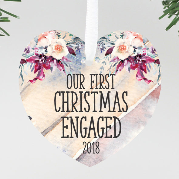 First Christmas Engaged Heart Ornament