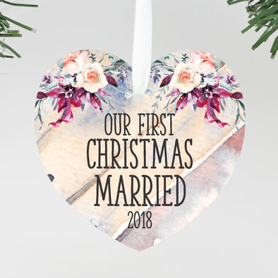 First Christmas Married Heart Ornament