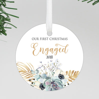 First Christmas Engaged Ornament, Engagement Reveal Ornament