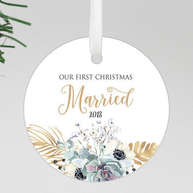 First Christmas Married Ornament, Newlywed Christmas Ornament