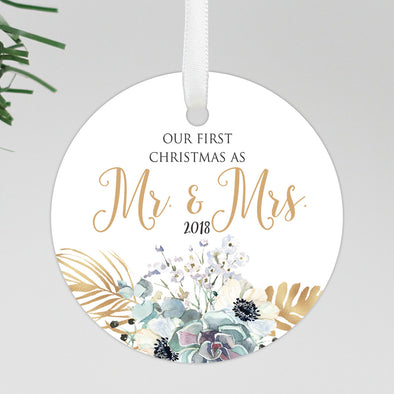 First Christmas Married Ornament, Personalized First Christmas as Mr. & Mrs. Ornament