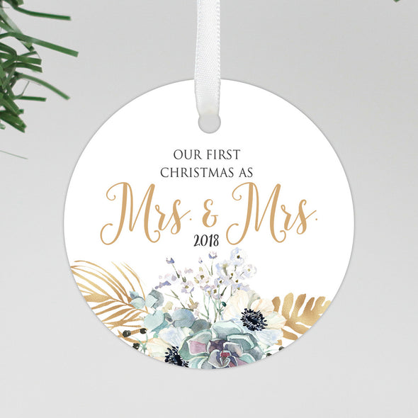 First Christmas as Mrs & Mrs Ornament, Lesbian Marriage Ornament