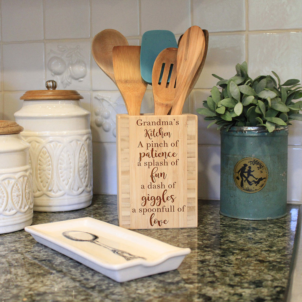 Porcelain & Bamboo Utensil Holder (with utensils)