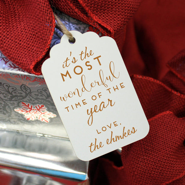 Personalized Engraved Christmas Gift Tags "Most Wonderful Time - Ehmke's" (Set of 5)