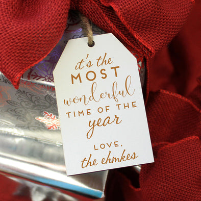 Personalized Engraved Christmas Gift Tags "Most Wonderful Time - Ehmke's" (Set of 5)