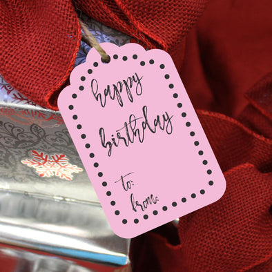 Reusable Birthday Gift Tags "Happy Birthday Pink" (Set of 5)
