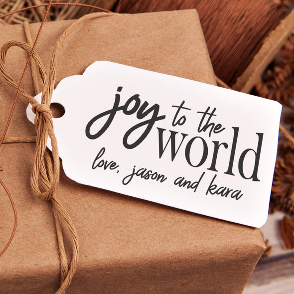 Christmas Gift Tag Stamp - "Joy To The World Personalized"