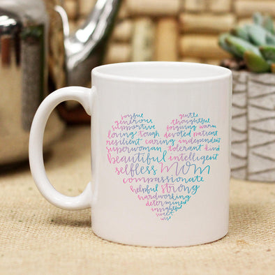 Ceramic Mug "Mom Heart Wordle"