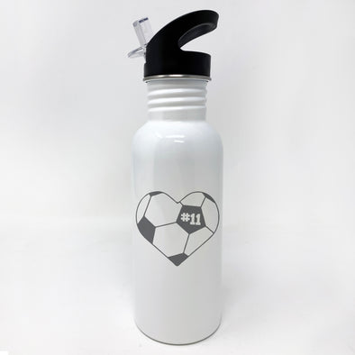 Soccer Watter Bottle, Personalized Sports Bottle with Straw, Water Bottle for Kids,