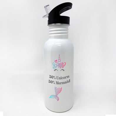 Mermaid & Unicorn Watter Bottle, Personalized Sports Bottle with Straw, Water Bottle for Kids,