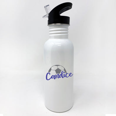 Soccer Watter Bottle, Personalized Sports Bottle with Straw, Water Bottle for Kids,