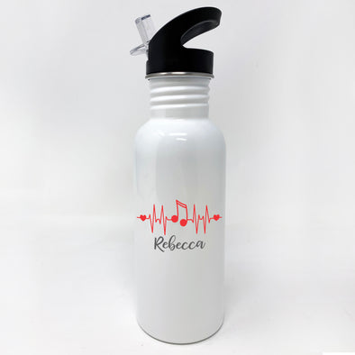 Music Lover Watter Bottle, Personalized Water Bottle with Straw, Water Bottle for Kids, 