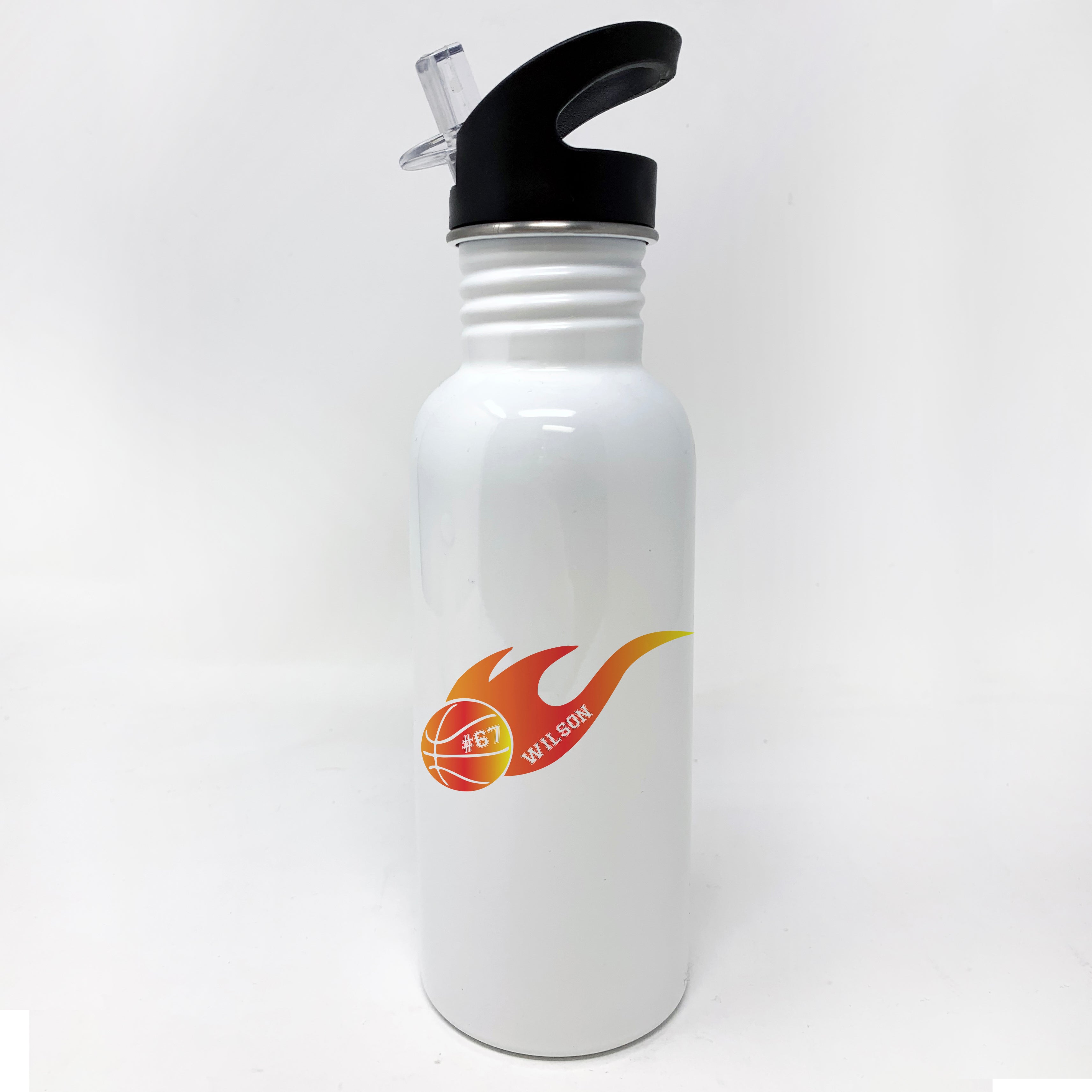 Basketball Flame Watter Bottle, Personalized Sports Water Bottle