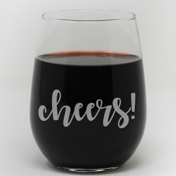 Stemless Wine Glass - "Cheers!"