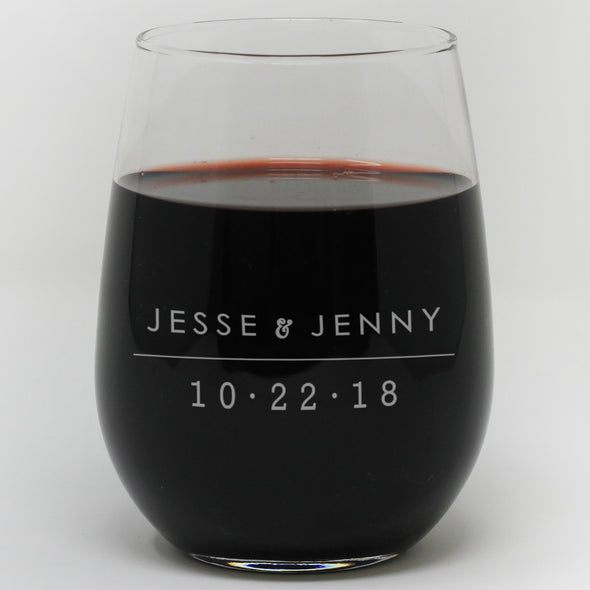Stemless Wine Glass- Wedding Wine Glass, Wedding Favor Wine Glass