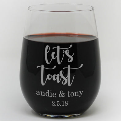 Personalized Let's Toast Wine Glass