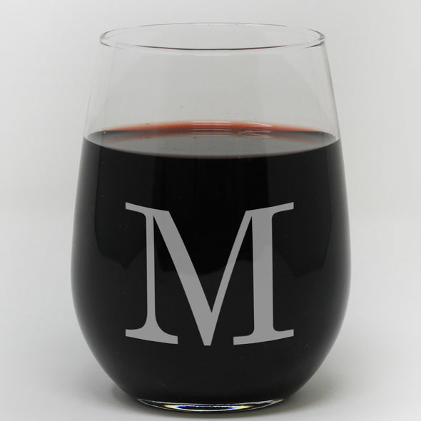 Stemless Wine Glass - "Personalized Initial"