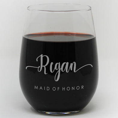 Stemless Wine Glass- "Maid Of Honor"