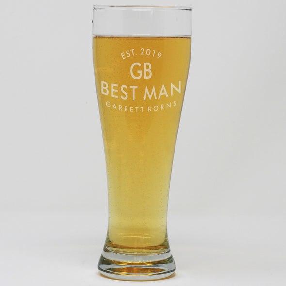 Pilsner Pint Glass - Best Man With Initials