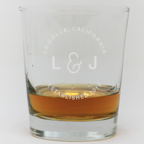 Whiskey Glass - Initials With Established