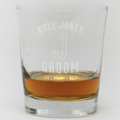 Whiskey Glass - Groom With Initial
