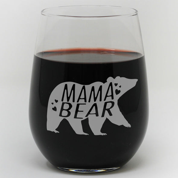 Stemless Wine Glass - "MAMA BEAR"