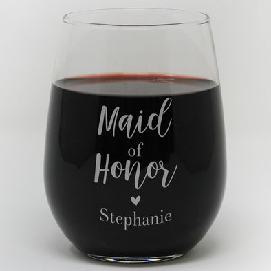 Maid Of Honor Personalized Wine Glass