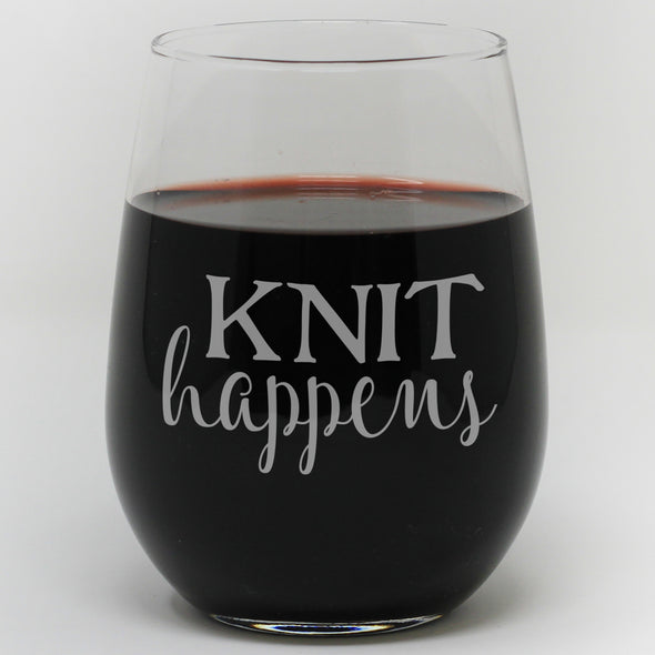 Stemless Wine Glass Knit Happens