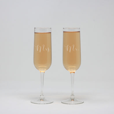 Mr & Mrs Flute Wine Glasses