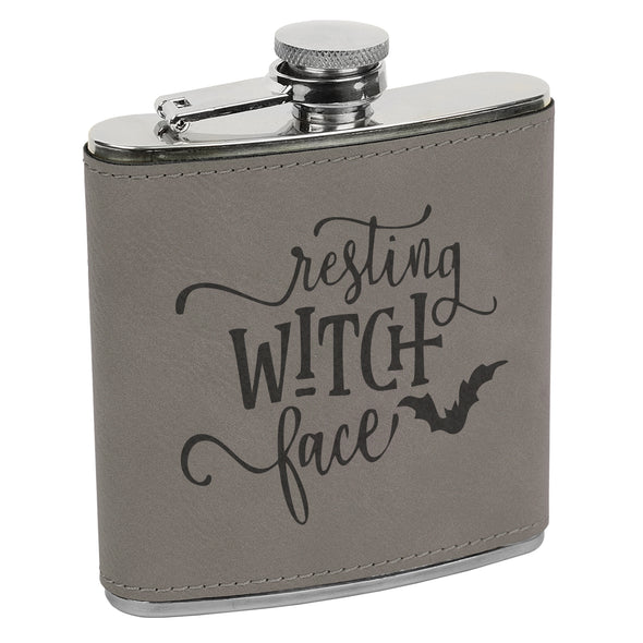 Resting Witch Face Flask, Halloween Flask, Funny Halloween Flask, Silly Halloween Flask