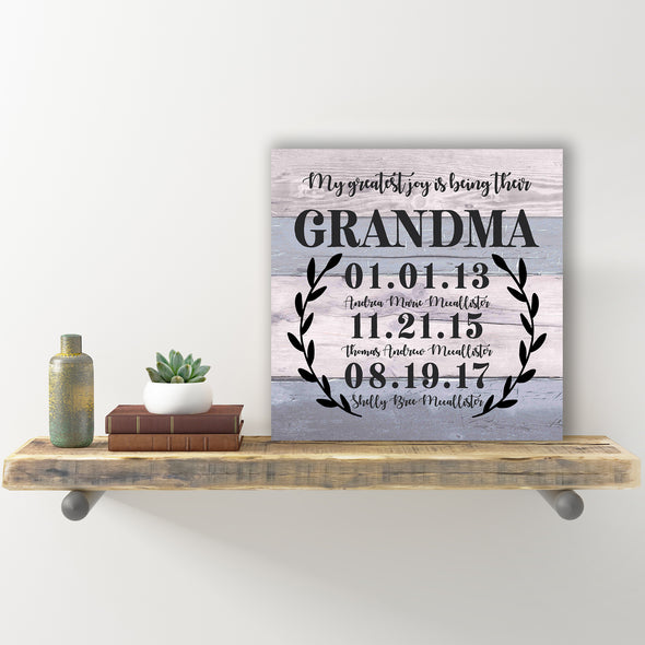 Personalized Wall Sign - Greatest Joy Is Being A Grandma