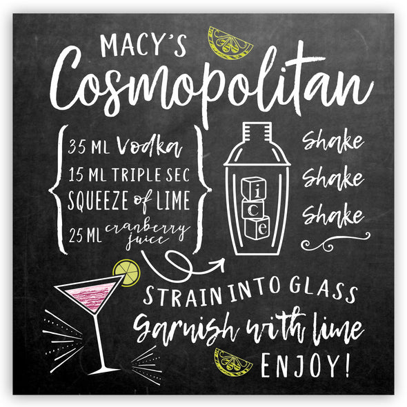 Personalized Cosmopolitan Recipe Sign