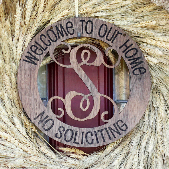 Fancy Monogram "Welcome to our Home" Wood Sign