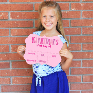 Pink Personalized First / Last Day Of School Whiteboard Sign Reusable