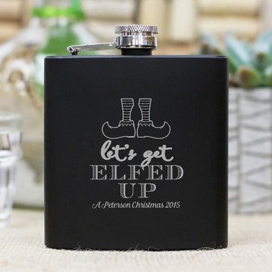 Personalized Flask - "Lets Get Elfed Up"