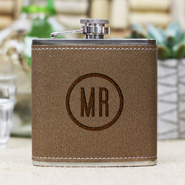 Personalized Flask - "MR Circle Monogram"