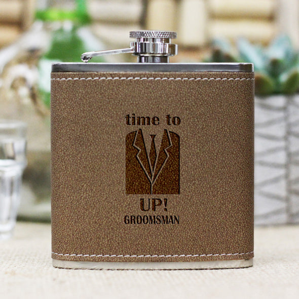 Personalized Flask - "Time to Suit Up Groomsman"