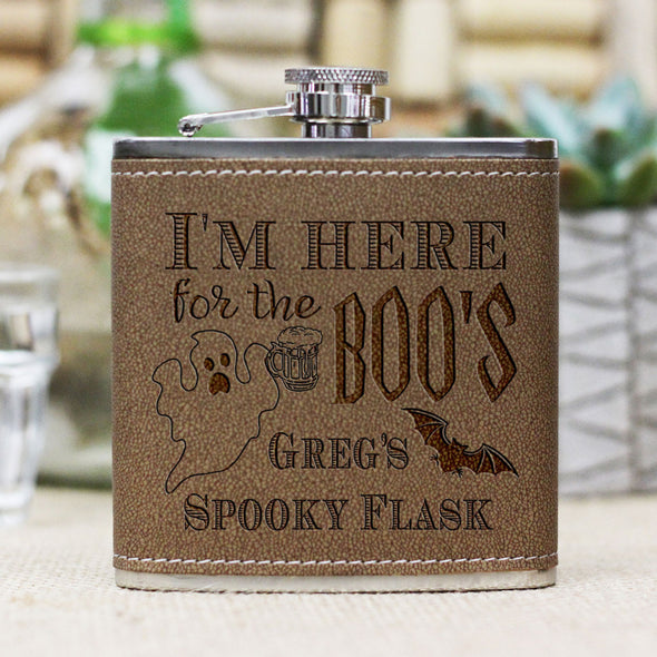 Personalized Flask - "Here for the BOOs"
